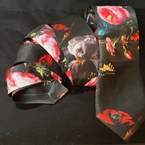 Jan Davidsz de Heem Floral Menswear Necktie Neckwear Black Roses Red Pink Gift